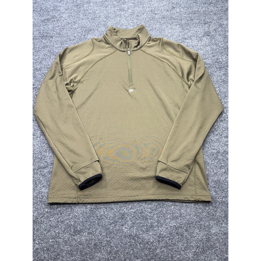 Fabletics Men Quarter Zip Pullover Olive Green Textured Performance XXL‎